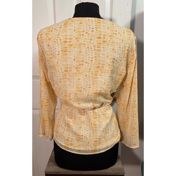 Banana Republic Yellow Polka Dot Button Down Peplum Blouse L - Picture 4 of 4